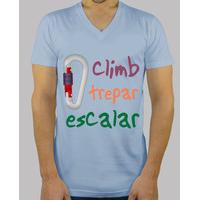 Men, short sleeve, Deep V-neck, sky blue