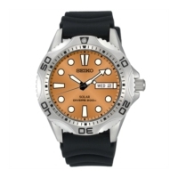 Mens Divers Solar Watch - Orange Dial With Black Strap