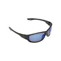 Men\'s sports style wraparound black sunlgasses with blue tined lenses - Black