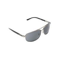 Mens silber oval shape framed black coloured lenses with plastic arm sunglasses - Grey