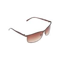 Mens classic oval shaped metal frame sunglasses with brown arms and lenses - Brown