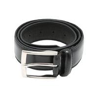 mens black genuine soft leather silver hardware classic dress belt bla ...