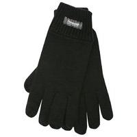 Mens Black Knitted Thermal Thinsulate Winter Glove Two Sizes - Black