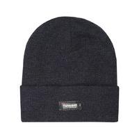 Mens Plain Knitted Fold Up Edge Thermal Lined Winter Beanie Hat - Navy