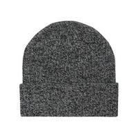 Mens Simple Marl Grey Slub Knit Turn Up Winter Beanie Hat - Grey