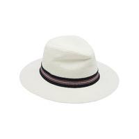 Mens panama ribbon detail straw summer sun hat - White