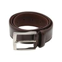 Mens black genuine soft leather silver hardware classic dress belt - Brown