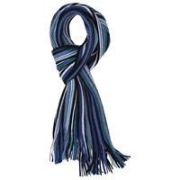 mens blue coloured rochelle style stripe fringed hem classic scarf blu ...