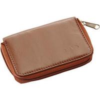 Men?s Zip Up Leather Credit Card Wallet With RFID Protection, Tan, Leather