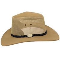 Mesh Drover?s Summer Hat, Beige, Size Small, Canvas