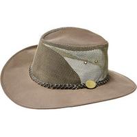 Mesh Drover?s Summer Hat, Brown, Size Medium, Canvas