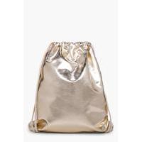 Metallic Drawstring Rucksack - gold