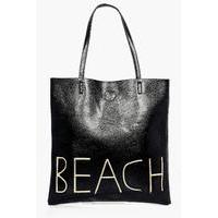 Metallic Beach Shopper Bag - black
