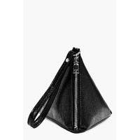 metallic pyramid handstrap clutch bag black