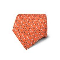 Men\'s Orange Printed Birds Tie - 100% Silk