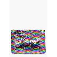 Mermaid Sequin Zip Top Clutch Bag - multi