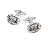 Men\'s Silver H&C Oval Signature Cufflink