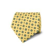 Men\'s Yellow Geometric Print Tie - 100% Silk