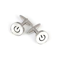 Men\'s Silver Power Button Cufflinks