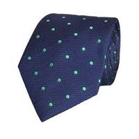 Men\'s Navy & Green Texture Spot Tie - 100% Silk