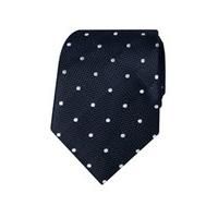 Men\'s Navy & White Texture Spot Tie - 100% Silk
