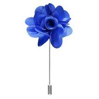 mens royal blue silk flower lapel pin