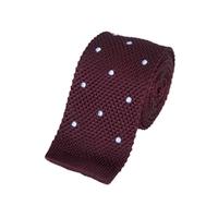 mens wine blue spot silk knitted tie