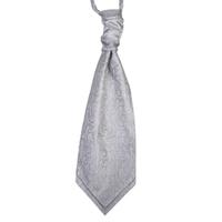 Men\'s Luxury Silver Paisley Cravat - 100% Silk