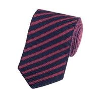 Men\'s Navy & Wine Wool Knitted Stripe Tie