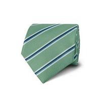 Men\'s Green Double Stripe Textured Tie - 100% Silk