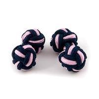 Men\'s Navy & Light Pink Silk Knot