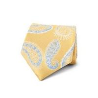 Men\'s Yellow Big Paisley Design Woven Tie - 100% Silk
