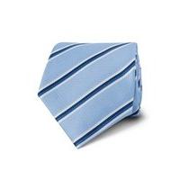 Men\'s Light Blue Double Stripe Textured Tie - 100% Silk