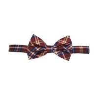 Men\'s Wine & Blue Grid Check Bow Tie - 100% Silk