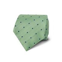 Men\'s Green & Navy Dot Textured Tie - 100% Silk