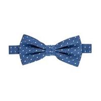 Men\'s Blue & White Spot Silk Linen Bow Tie