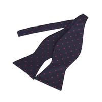 Men\'s Navy & Red Self Tie Polka Dot Bow Tie - 100% Silk