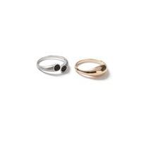 Mens Black Gold Look Smooth Ring and Silver Look Wrap Ring 2 Pack*, Black