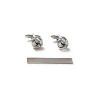 Mens Silver Cufflink and Tie Pin, SILVER