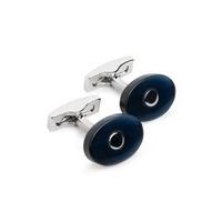 Men\'s Navy Oval Fibre Optic Cufflink