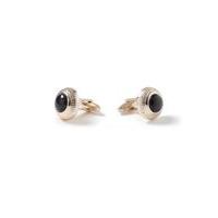 mens black gold look stone inlay cufflinks black