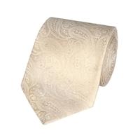 Men\'s Luxury Cream Paisley Tie - 100% Silk