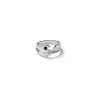 mens silver jet stone sculpted ring silver