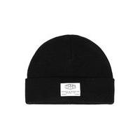 Mens Black Lettering Beanie Hat, Black