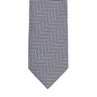 Mens Blue Navy and White Herringbone Woven Tie, Blue