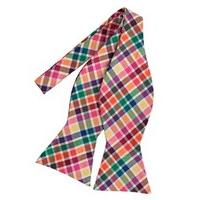 mens multi colour self tie bright check bow tie 100 silk
