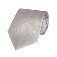 Men\'s Luxury Silver Paisley Tie - 100% Silk