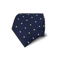 Men\'s Navy & Yellow Texture Spot Tie - 100% Silk