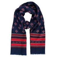 Men\'s Geometric Scarf Navy & Red - 100% Wool