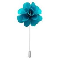 Men\'s Turquoise Silk Flower Lapel Pin